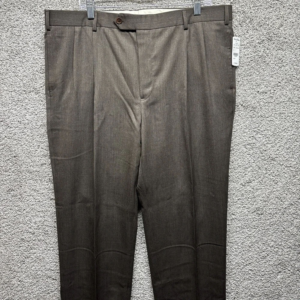 Brooks Brothers Madison Fit Brown 100% Wool Dress Pants Size 40x30 Pleated NWT
